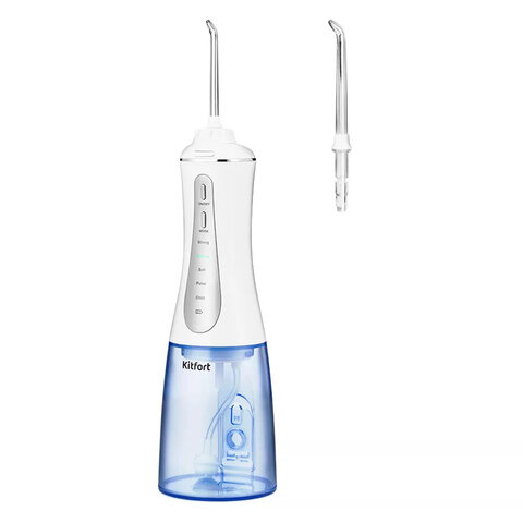 Ирригатор для полости рта KITFORT КТ-2915, портативный, емкость резервуара 0,35 л, 2 насадки, белый - фото 2