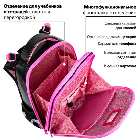 Ранец BRAUBERG SHINY, 2 отделения, с брелком, "Smiling cat", 38х28х14 см, 272040 - фото 15
