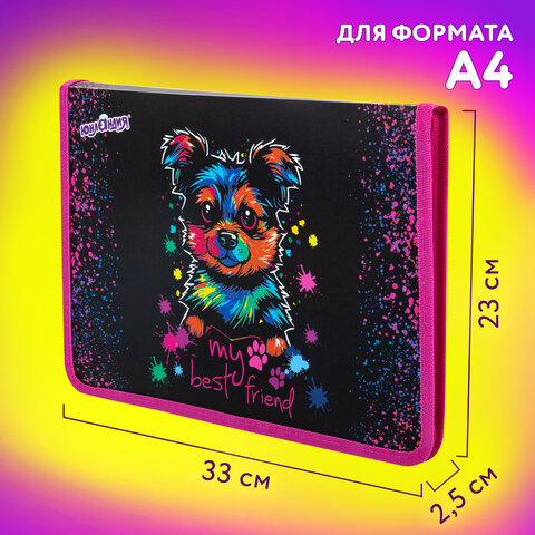 Папка для труда на молнии ЮНЛАНДИЯ А4, 1 отделение, откидная планка, органайзер, "True friend", 272221 - фото 12