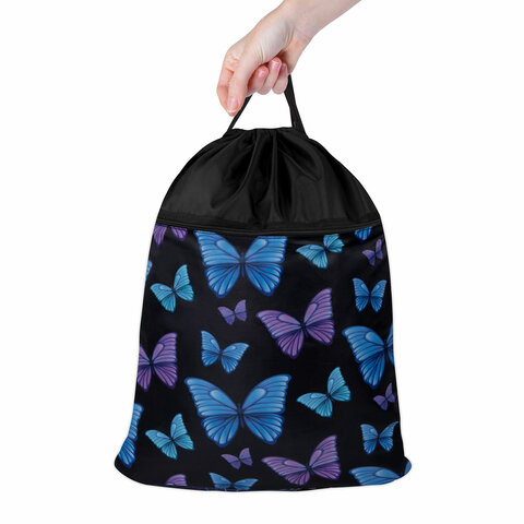 Мешок для обуви BRAUBERG БОЛЬШОЙ, с ручкой, карман на молнии, сетка, 49х41 см, "Fly aways", 272402 - фото 4