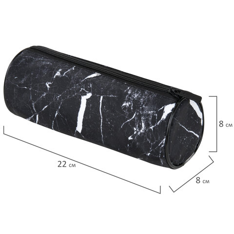 Пенал-тубус BRAUBERG, с эффектом Soft Touch, мягкий, "Black marble", 22х8 см, 271569 - фото 5