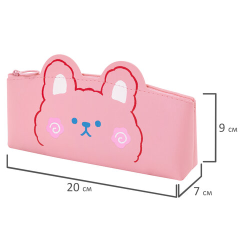 Пенал ЮНЛАНДИЯ ЮНИОР, 1 отделение, искусственная кожа, "Pink bear", 20х9х7 см, 273818 - фото 7