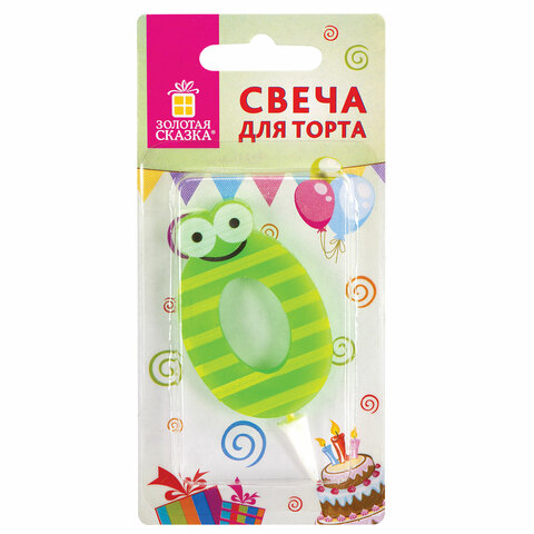 Свеча-цифра для торта "0" "С глазками", 6 см, ЗОЛОТАЯ СКАЗКА, с держателем, в блистере, 591403 - фото 5