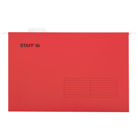 Подвесные папки A4/Foolscap (404х240 мм) до 80 л., КОМПЛЕКТ 10 шт., красные, картон, STAFF, 270936 - фото 2