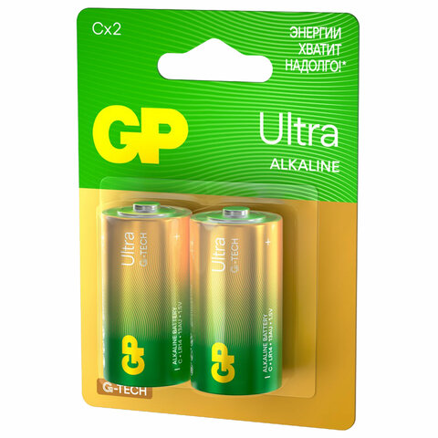 Батарейки КОМПЛЕКТ 2 шт., GP Ultra G-Tech, С (LR14, 14А), алкалиновые, блистер, 14AU-2CR2 - фото 2