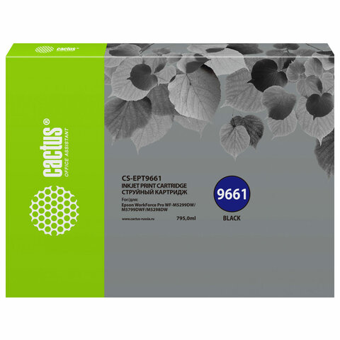 Картридж струйный CACTUS (CS-EPT9661) для Epson WorkForce Pro WF-M5299DW/M5799D, черный - фото 1