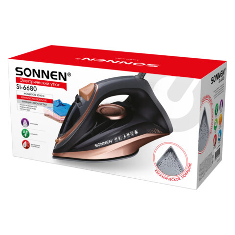 Утюг паровой SONNEN SI-6680, 2200 Вт, керамическое покрытие, антикапля, черный/розовый, 456997 - фото 10