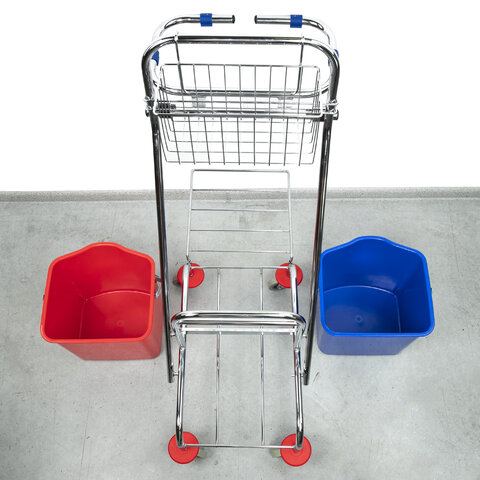 Тележка уборочная BRABIX, 2-съемных ведра по 15 л, отжим, корзина, держатель для мусорного мешка с поддерживающей платформой, 601500 - фото 14