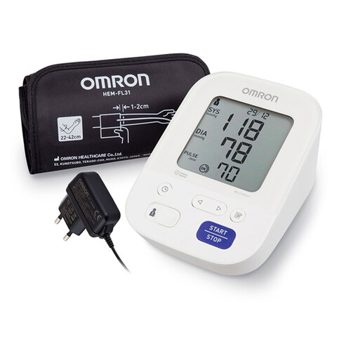 Тонометр OMRON M3 Comfort (HEM-7155-ALRU) манжета 22-42 см, автоматический, на плечо, адаптер питания - фото 1