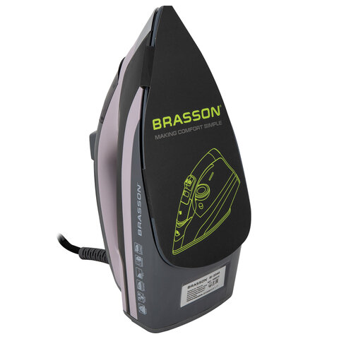 Утюг паровой BRASSON (БРАССОН) SI-2340, 2700 Вт, керамика, автоотключение, антикапля, ШНУР 2,8 м, самоочистка, графит/розовый, 458310 - фото 3
