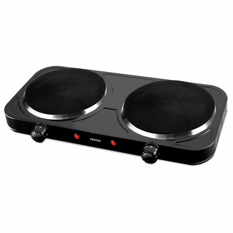Настольная электрическая плита CENTEK CT-1507, 2000Вт, 2 конфорки, 5 режимов нагрева, черная, CT-1507 Black - фото 1