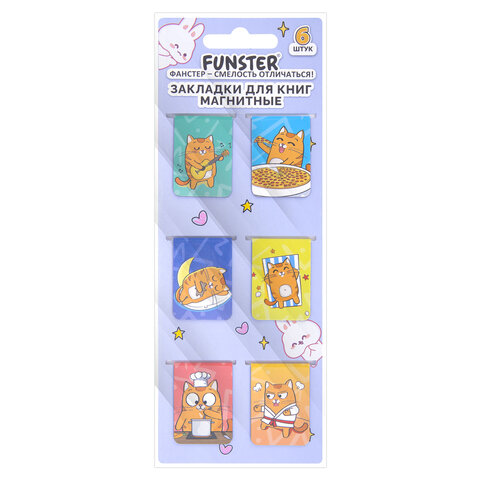 Закладки для книг МАГНИТНЫЕ, "ЯРКИЙ МИКС", комплект 30 штук, 35x25 мм, FUNSTER (ФАНСТЕР), 116657 - фото 2