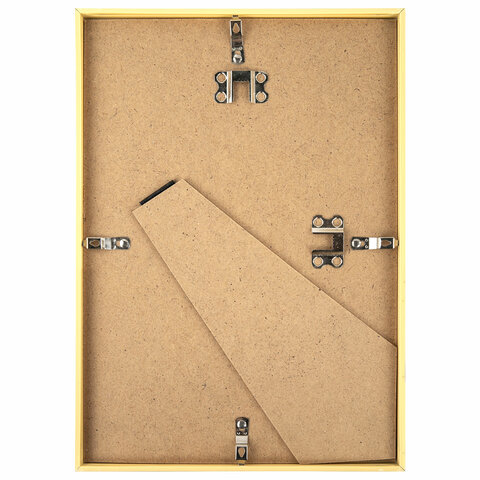 Рамка 21х30 см золотистая, пластик, багет 8 мм, BRAUBERG "Slim", плотный задник с ножкой, акриловый экран, 391315 - фото 3