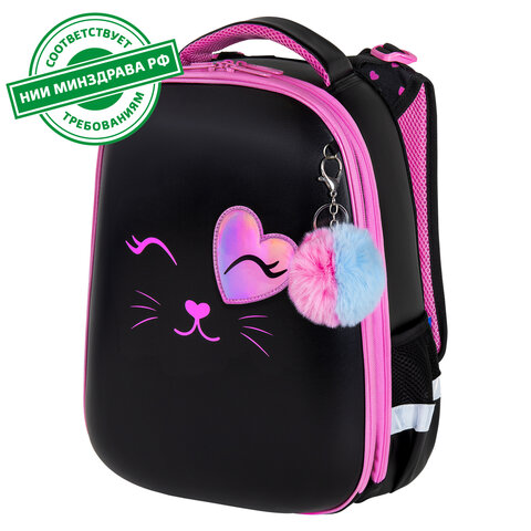 Ранец BRAUBERG SHINY, 2 отделения, с брелком, "Smiling cat", 38х28х14 см, 272040 - фото 19