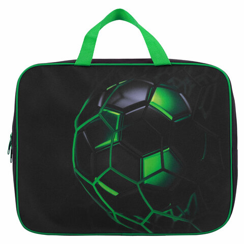 Папка на молнии с ручками BRAUBERG KIDS А4, 1 отделение, полиэстер, 80 мм, "Green ball", 272123 - фото 2