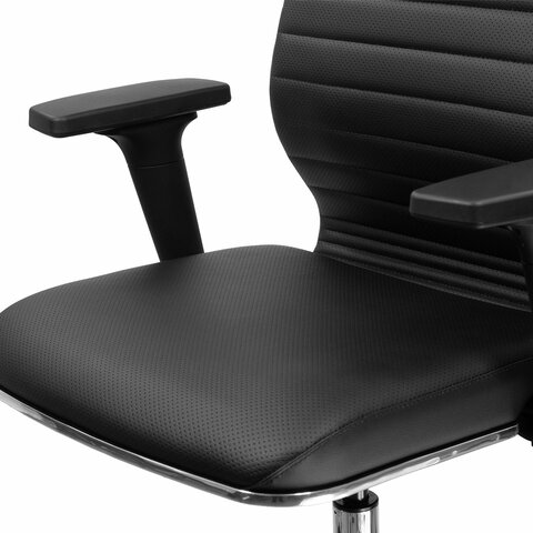 Кресло МЕТТА "ErgoLife" 10 B1-117D, хром, синхромеханизм, 2D-подлокотники, экокожа, черное - фото 7