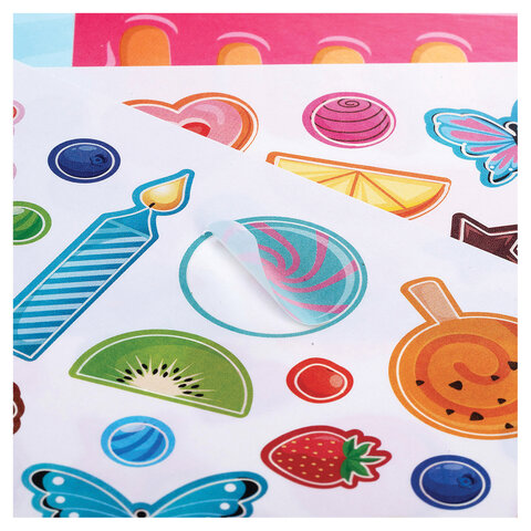 Наклейки бумажные с игровым полем НАБОР 2 листа, 184 наклейки, "Сладкое настроение", HATBER, 2Н5н - фото 5