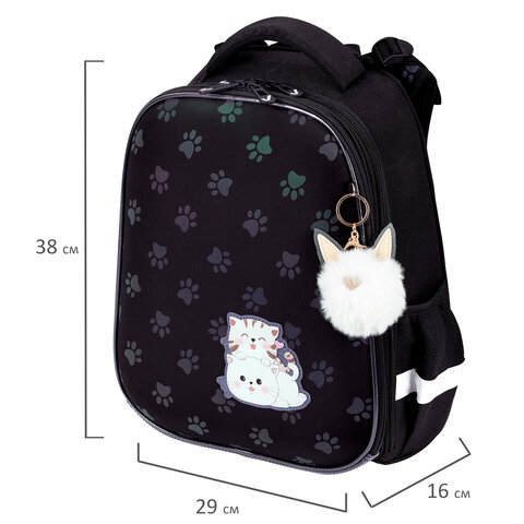 Ранец BRAUBERG LUMINOUS, 2 отделения, с брелоком, "Paws", СВЕТЯЩИЙСЯ РИСУНОК, 38х29х16 см, 271366 - фото 13