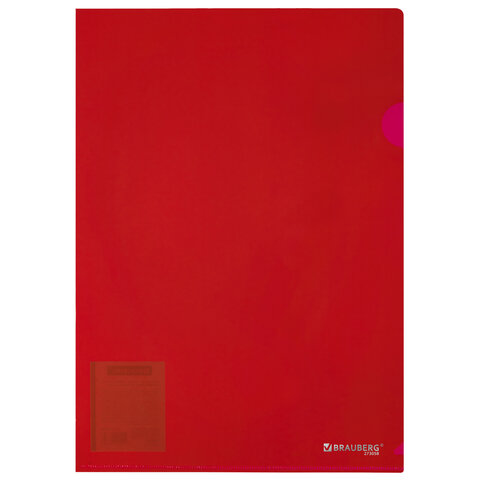 Папка-уголок жесткая, непрозрачная (тонированная), А4, BRAUBERG "UNIVERSAL", красная, 0,18 мм, 273058 - фото 2