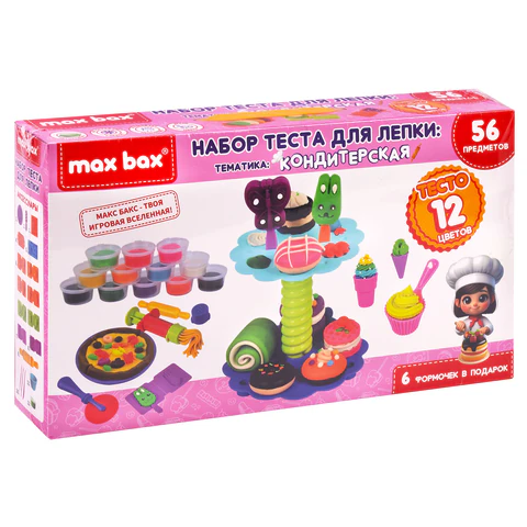 Тесто-пластилин для лепки MAX BAX (МАКС БАКС), 56 предметов, тематика: "Кондитерская", формочки, пирожница, 107260 - фото 12