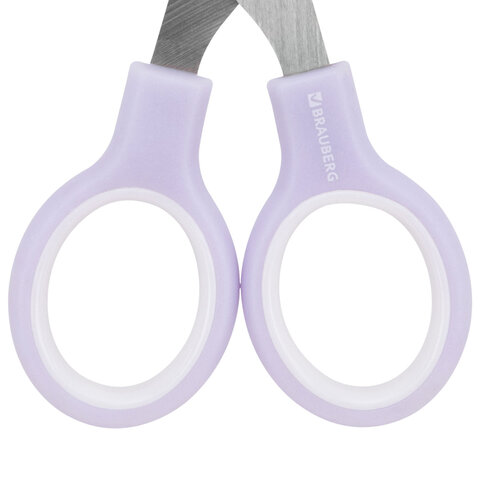 Ножницы BRAUBERG KIDS 130 мм, ручки лавандовые, закругленные лезвия с линейкой, 274061 - фото 5