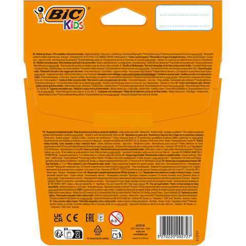 Фломастеры BIC "Kid Couleur", 12 цветов, суперсмываемые, вентилируемый колпачок, европодвес, 9202932 - фото 7