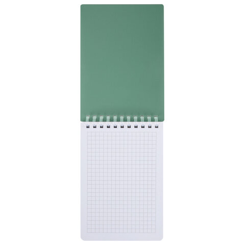 Блокнот МАЛЫЙ ФОРМАТ А6, 60 л., силиконовый гребень, обложка пластик, клетка, BRAUBERG, зеленый, 117564 - фото 6