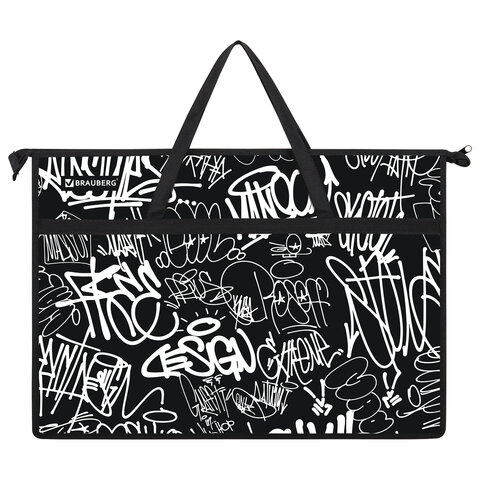 Папка для рисунков и чертежей с ручками BRAUBERG А3, пластик, молния сверху, "Graffiti", 272233 - фото 2