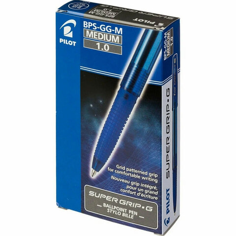 Ручка шариковая с грипом PILOT Super Grip G, СИНЯЯ, узел 1 мм, линия 0,27 мм, BPS-GG-M L - фото 5