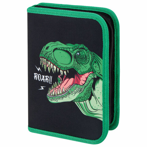 Пенал ПИФАГОР, 1 отделение, 2 откидные планки, полиэстер, 20х14 см, "Dino roar", 272290 - фото 1