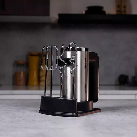 Миксер TIMBERK T-HM40S49, 550 Вт, 5 скоростей, 2 венчика, 2 крюка для теста, подставка, стальной - фото 12