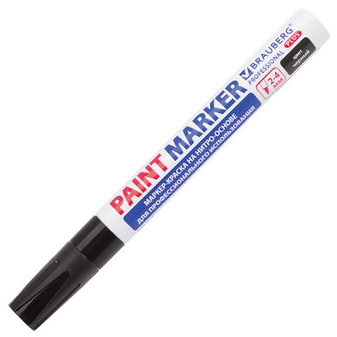 Маркер-краска лаковый (paint marker) 4 мм, ЧЕРНЫЙ, НИТРО-ОСНОВА, алюминиевый корпус, BRAUBERG PROFESSIONAL PLUS, 151445 - фото 3