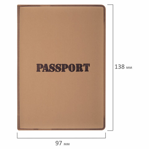 Обложка для паспорта, мягкий полиуретан, "PASSPORT", коричневая, STAFF, 238406 - фото 5