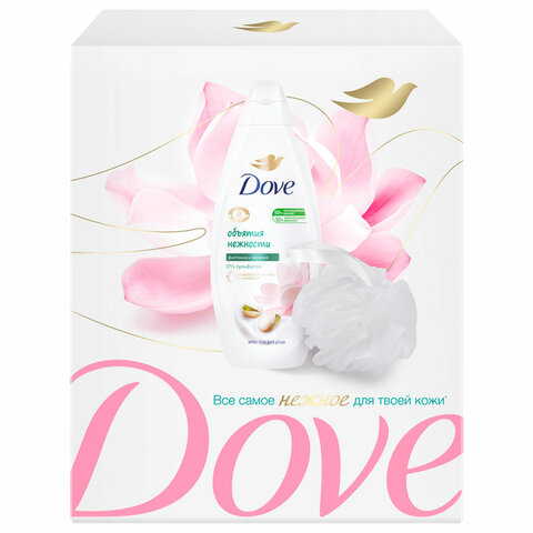 Подарочный набор DOVE "Фисташковый крем": крем-гель для душа 250 мл + мочалка для тела - фото 5