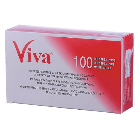 Презервативы для УЗИ VIVA, комплект 100 шт., без накопителя, гладкие, без смазки, 210х28 мм, 108020021 - фото 1