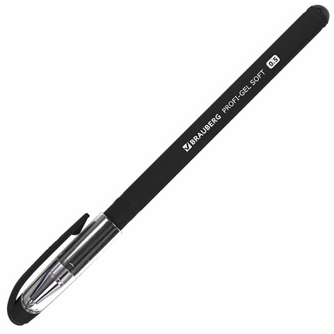 Ручка гелевая BRAUBERG "Profi-Gel SOFT", ЧЕРНАЯ, линия письма 0,4 мм, стандартный наконечник 0,5 мм, прорезиненный корпус SOFT-TOUCH, 144129 - фото 8