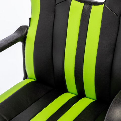 Кресло компьютерное BRABIX "Stripe GM-202", экокожа, черное/зеленое, 532511 - фото 11