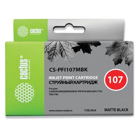 Картридж струйный CACTUS (CS-PFI107MBK) для CANON PF680/685/780/785, матовый черный - фото 1