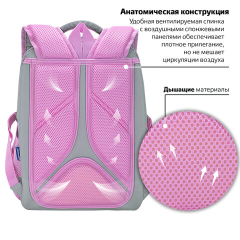Ранец BRAUBERG LIGHT, 1 отделение, с брелоком, "Cat patches", плюшевые нашивки, 36х26х13 см, 272030 - фото 13
