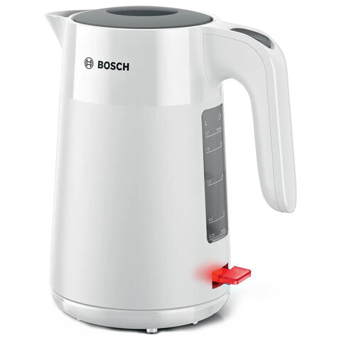 Чайник BOSCH TWK2M161, 1,7 л, 2400 Вт, закрытый нагревательный элемент, пластик, белый - фото 1