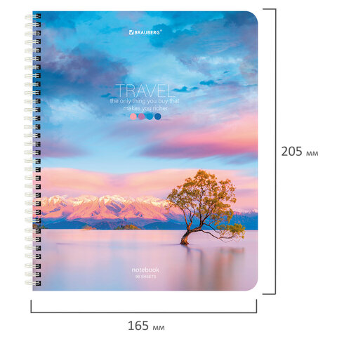Тетрадь А5 96 л. BRAUBERG, гребень, клетка, обложка картон, "Travel" (микс в спайке), 404426 - фото 6