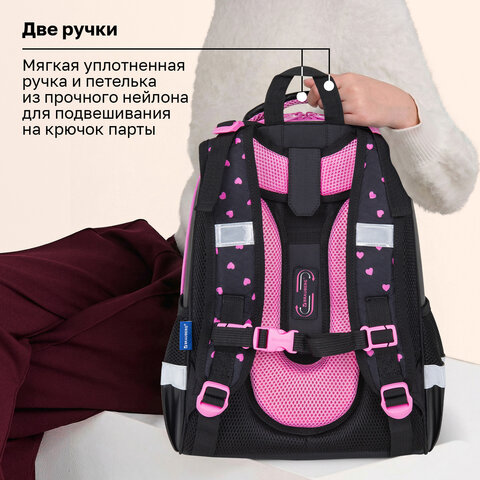 Ранец BRAUBERG SHINY, 2 отделения, с брелоком, "Улыбающийся котик", 38х28х14 см, 272040 - фото 16