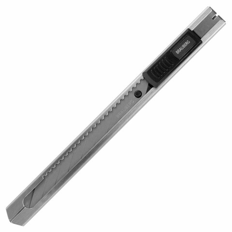 Нож канцелярский 9 мм BRAUBERG "Extra 30", металлический, лезвие 30°, автофиксатор, подвес, 237084 - фото 1