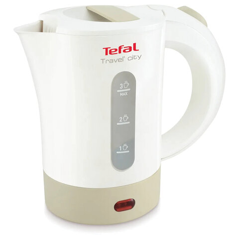 Чайник TEFAL KO120130, 0,5 л, 650 Вт, закрытый нагревательный элемент, пластик, бело-бежевый, 7211001544 - фото 1