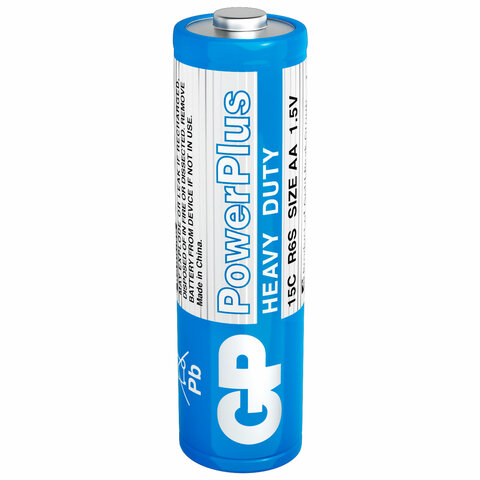 Батарейки КОМПЛЕКТ 4 шт., GP PowerPlus AA (R6, 15G), солевые, пальчиковые, в пленке, 15CEBRA-2S4 - фото 4