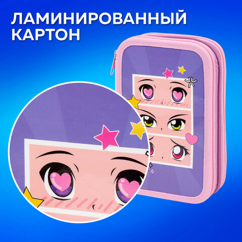 Пенал ПИФАГОР, 3 отделения, ламинированный картон, 19х11 см, "Anime eyes", 272251 - фото 10