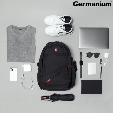 Рюкзак GERMANIUM "S-01" универсальный, с отделением для ноутбука, влагостойкий, черный, 47х32х20 см, 226947 - фото 12