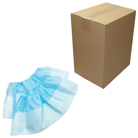 Бахилы ламинированные, КОМПЛЕКТ 500 шт., 38х16 см, спанбонд + ПВД, 100 мкм, 13 г, голубые, ELEGREEN, ПВД-50/2р-Г-Б - фото 1