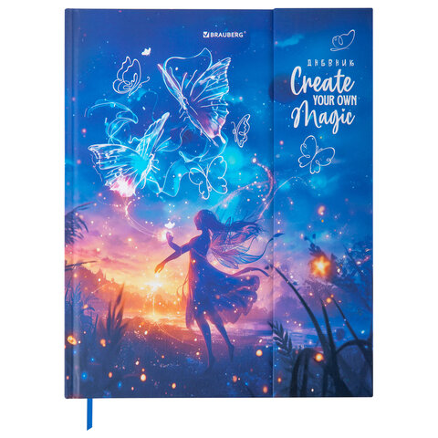 Дневник 1-11 класс 48 л., твердый, BRAUBERG, матовая ламинация, магнитный клапан, закладка-ляссе, с подсказом, "Magic", 107243 - фото 1