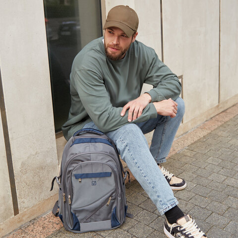 Рюкзак BRAUBERG URBAN универсальный, 2 отделения, "MainStream 1", серо-синий, 45х32х19 см, 224445 - фото 24